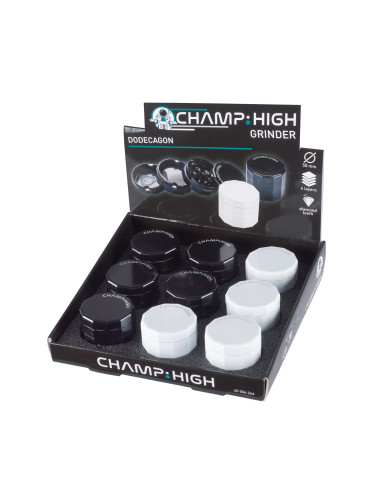 GRINDER CHAMP HIGH DODECAGON 4 PARTES 50 MM NEGRO/BLANCO  1X9