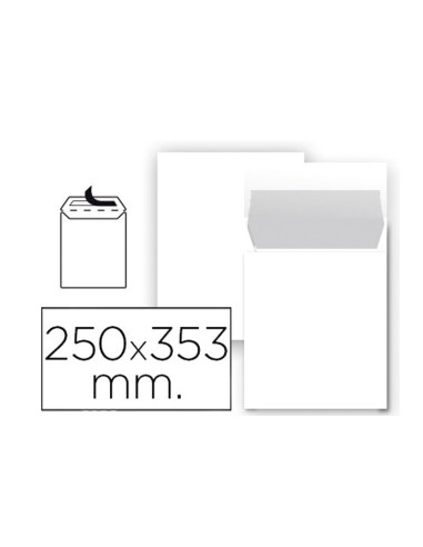 SOBRES LIDERPAPEL BOLSA N.10 FOLIO PROLONGADO 250 X 353MM BLANCOS TIRA DE SILICONA 1X25