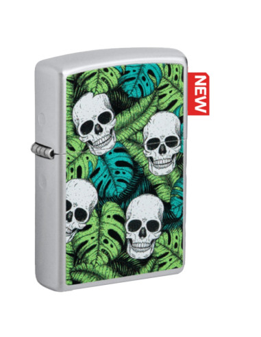 ENCENDEDOR ZIPPO SKULL WITH FLOWERS