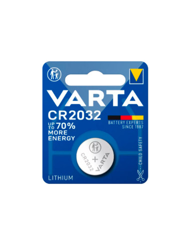 PILA DE BOTON DE LITIO CR2032 VARTA TENSION 3 V 1X10 BLISTER DE 2 PILAS