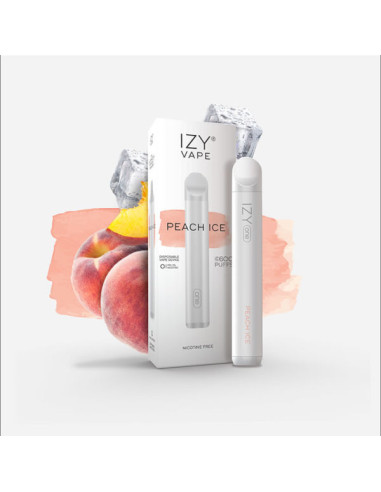 CIGARRILLO ELECTRICO DESECHABLE IZY VAPE PEACH ICE 600 PUFFS SIN NICOTINA