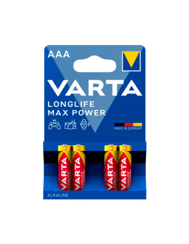 PILA ALCALINA LONGLIFE POWER AAA LR03 VARTA TENSION 1.5 V 1X10 BLISTER DE 4 PILAS