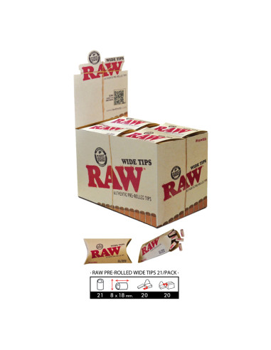 FILTROS RAW PRE-ROLLED WIDE TIPS 21 PACK