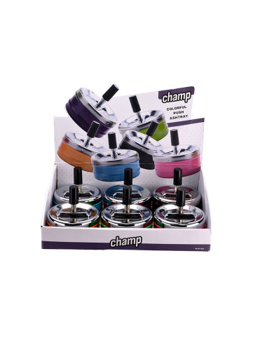 CENICERO CHAMP PUSH 9 CM COLORES VARIADOS 1X6