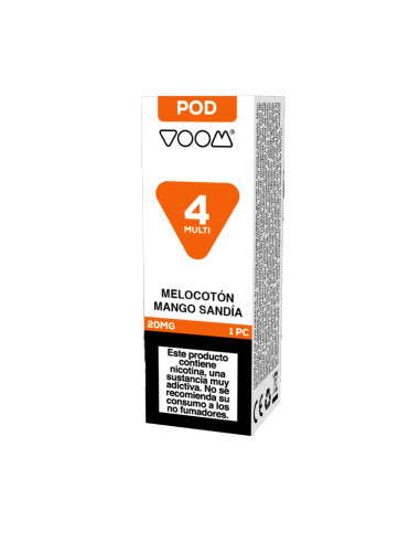 RECARGA CÁPSULA VOOM 4 MULTI POOD 20 MG MELOCOTÓN, MANGO Y SANDÍA