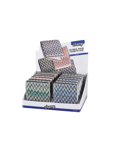 PITILLERA CIGARRILLOS CHAMP WAVES PATTERN 9,4X9,4 VARIOS COLORES 1X12