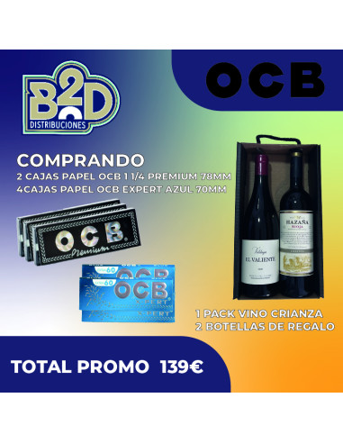 PROMOCION PAPEL OCB REGALO PACK VINO CRIANZA 2 BOTELLAS