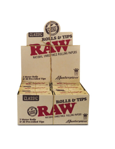 PAPEL RAW ROLLS 3M + 30 TIPS ENROLLADOS 1x20