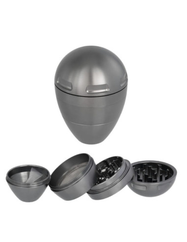 GRINDER METÁLICO HUEVO DE 4 PARTES PLATEADO