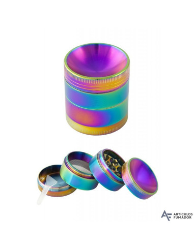 GRINDER DE ZINC CONCAVO COLOR ARCO IRIS 4 PARTES 4CM