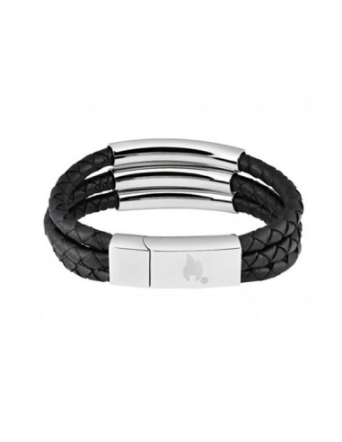 PULSERA ZIPPO STEEL BRAIDED LEATHER 22 CM 6235  1UD.