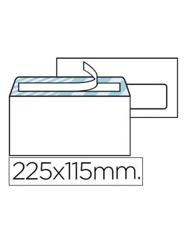 SOBRES LIDERPAPEL N.4 AMERICANO CON VENTANA IZQUIERDA 115X225MM. CON TIRA DE SILICONA 1X500